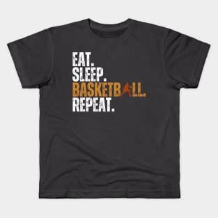 Eat Sleep Basketball Repeat Retro Vintage Tee Kids T-Shirt